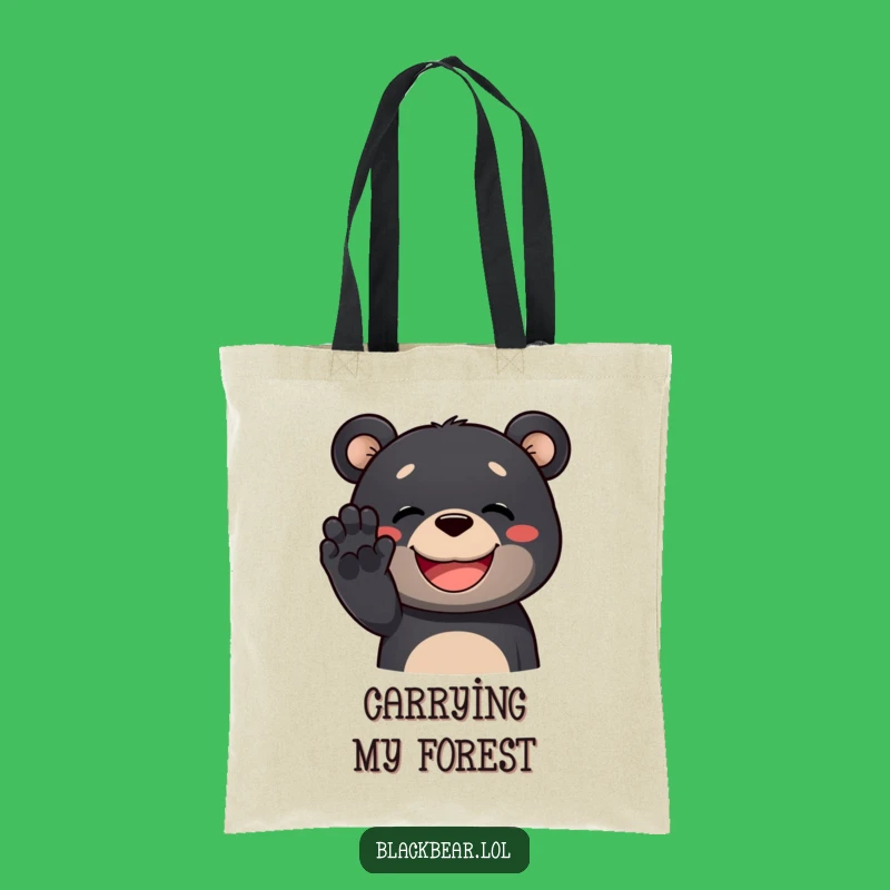 Funny Black Bear Tote Bag: Grinning Bear Waves, a Practical and Cheerful Gift