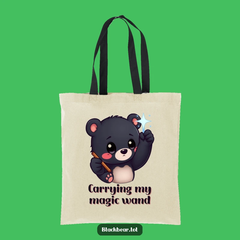 Funny Bear Cub Magic Wand Tote Bag - Stylish Curious Character Accessory