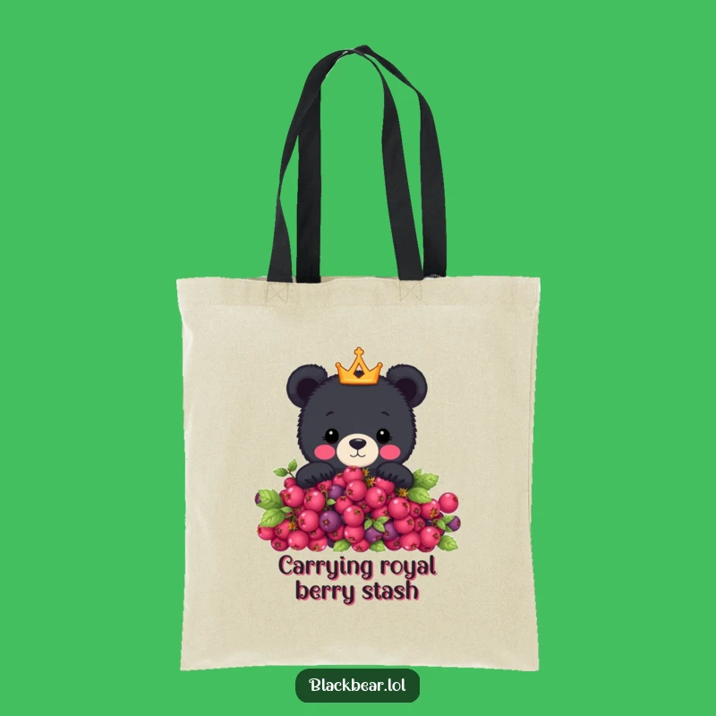 Funny Berry Bear Crown Tote Bag - Cute Peeking Bear Accessory, Perfect Funny Gift