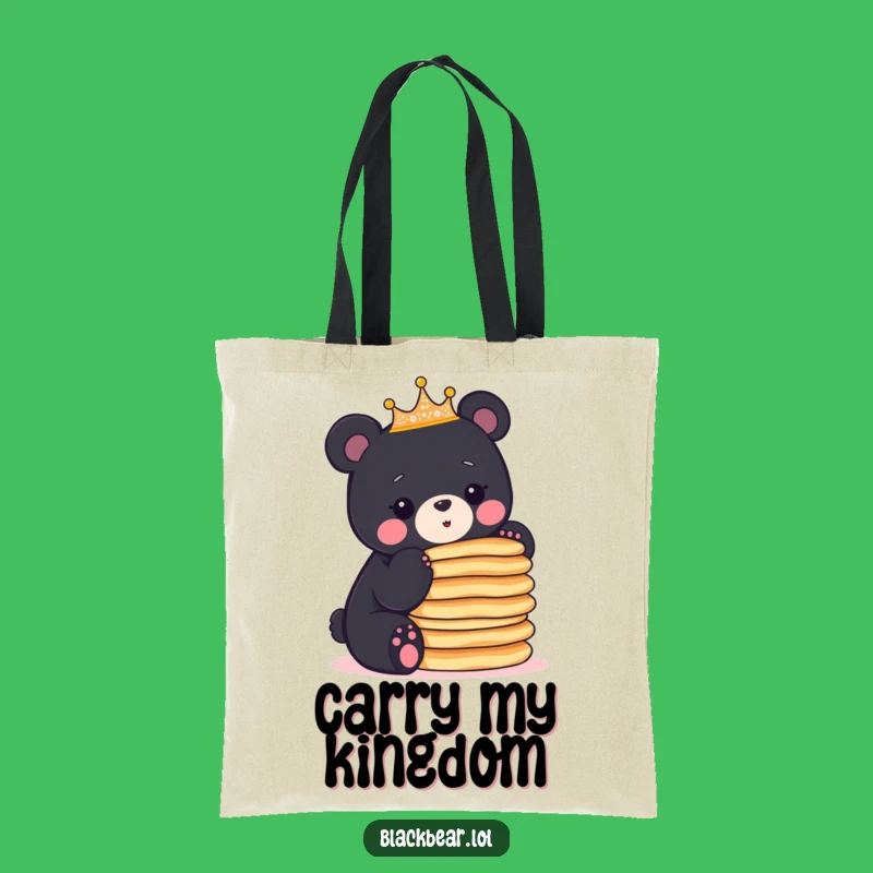 Funny Bear Cub Crown Pancake Tote Bag - Stylish & Deliciously Humorous