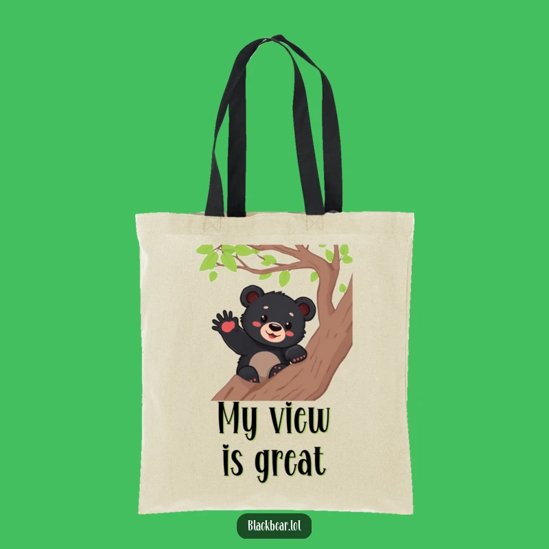 Funny Bear Cub Waving Tote Bag - Durable & Hilarious Greeting Companion Gift