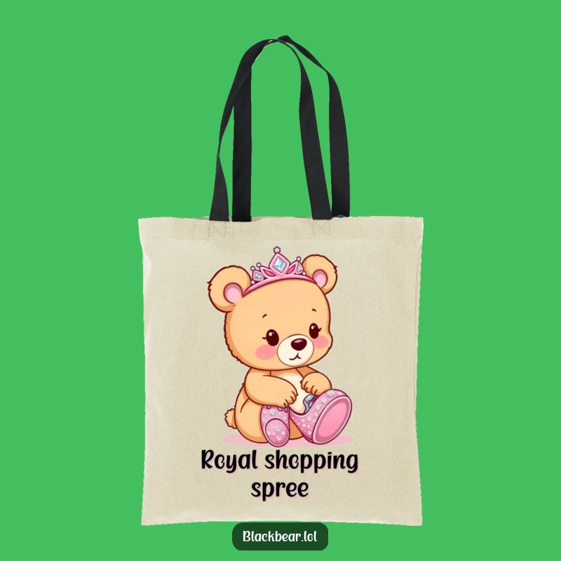 Funny Bear Tiara Shoes Tote Bag: Fashionable Cub Accessory, Chic Funny Gift