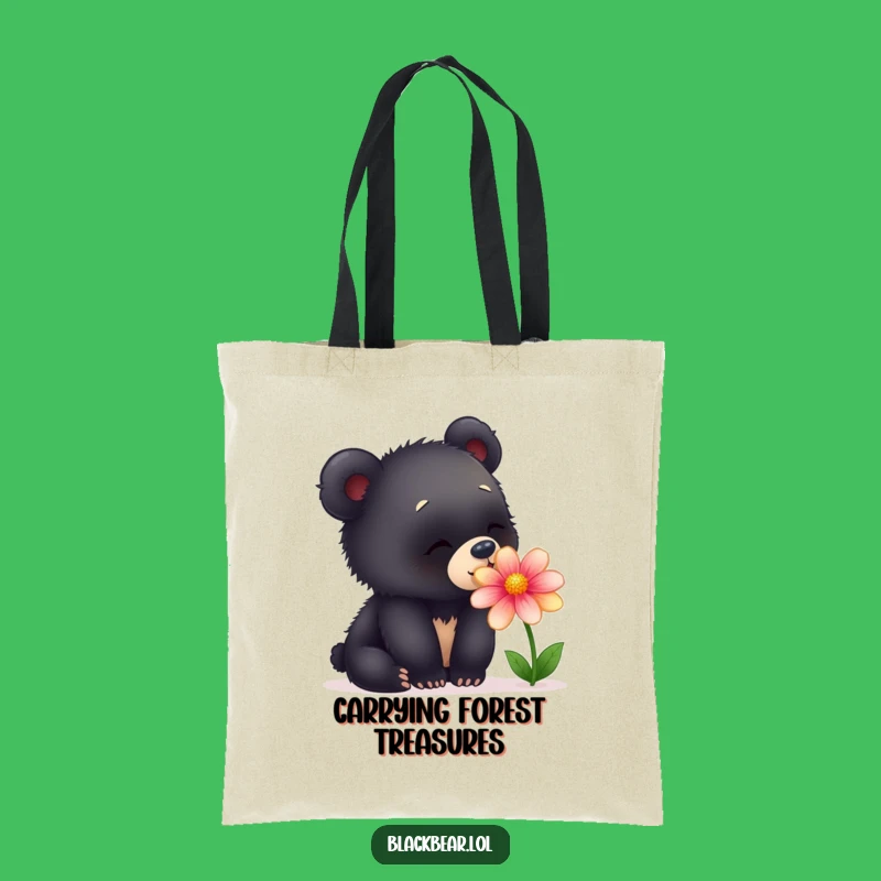 Funny Bear Tote Bag - Delightful Flower Sniffing Eco-Friendly Gift Purse