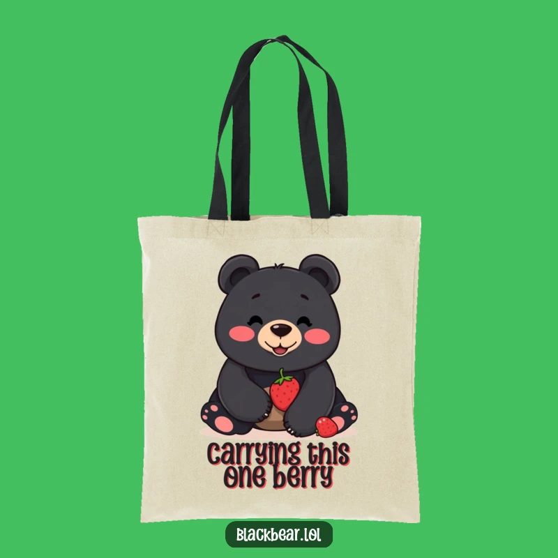Funny Berry Balance Tote Bag - Smiling Bear Accessory, Perfect Funny Gift