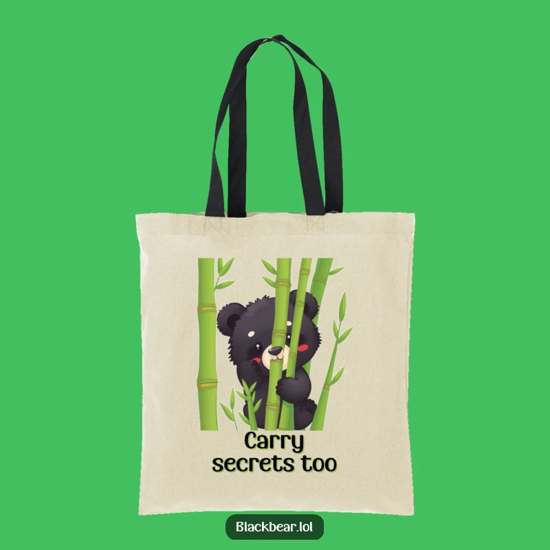 Funny Black Bear Cub Bamboo Peek Tote Bag: Carry Your Laughs in Style