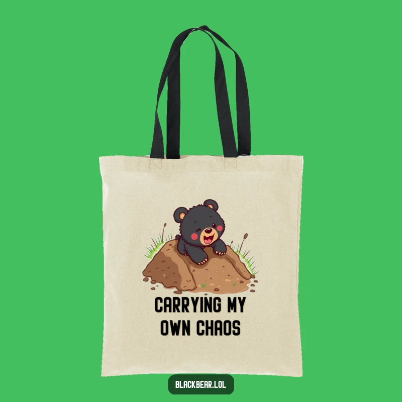Funny Black Bear Cub Mudslide Tote Bag - Durable & Hilarious Shopping Companion Gift