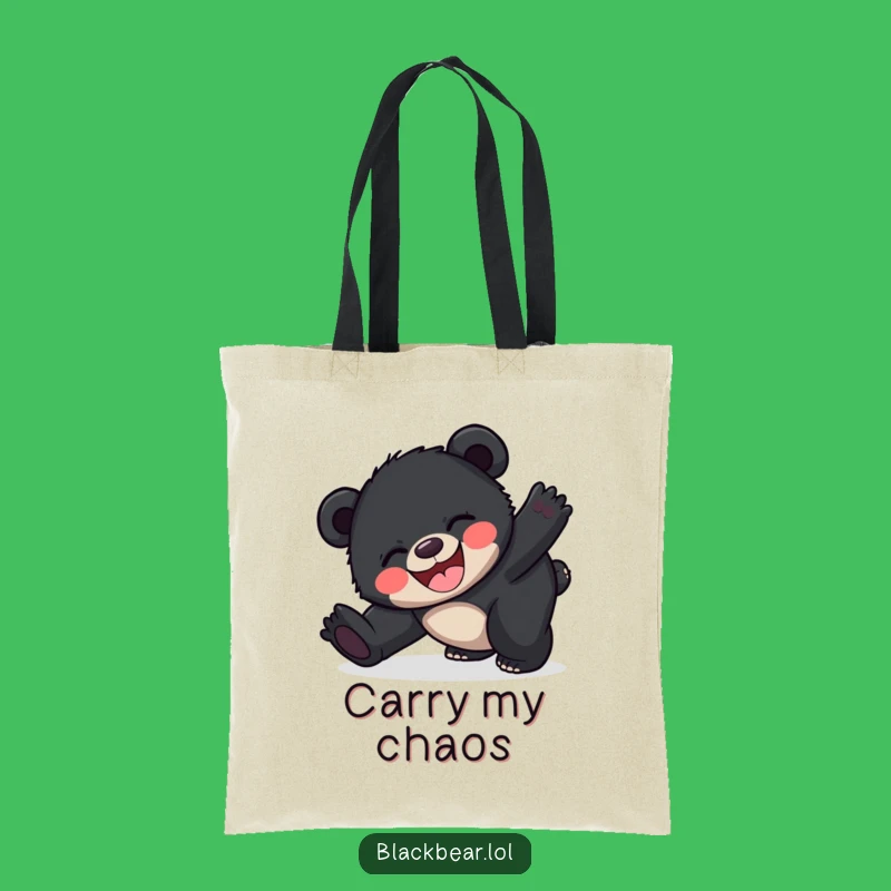 Funny Happy Bear Cub Tripping Tote Bag: Carry Your Joyful Mess