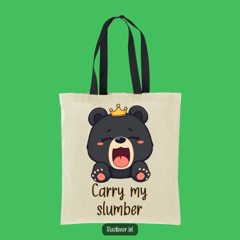 Funny Sleepy Bear Cub Crown Tote Bag: Carry Your Royal Fatigue