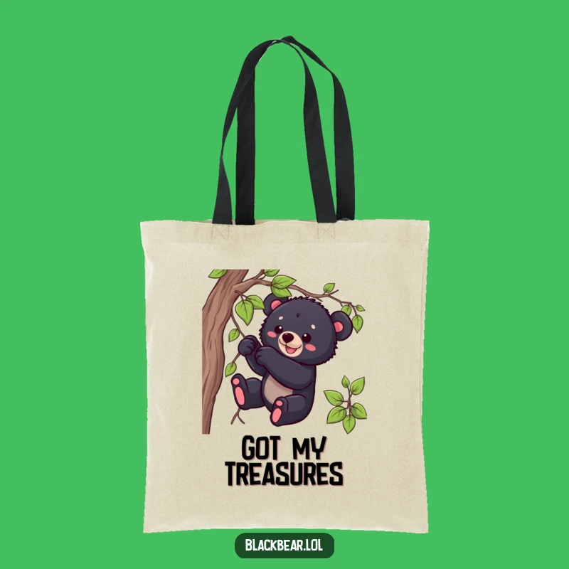 Funny Bear Cub Tote Bag: Playful Cub Tugging, a Practical and Cute Gift